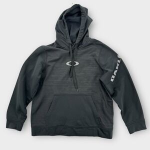 Vintage Oakley Hoodie Mens Small Black Logo Pullover Athletic Sweat Shirt Y2K